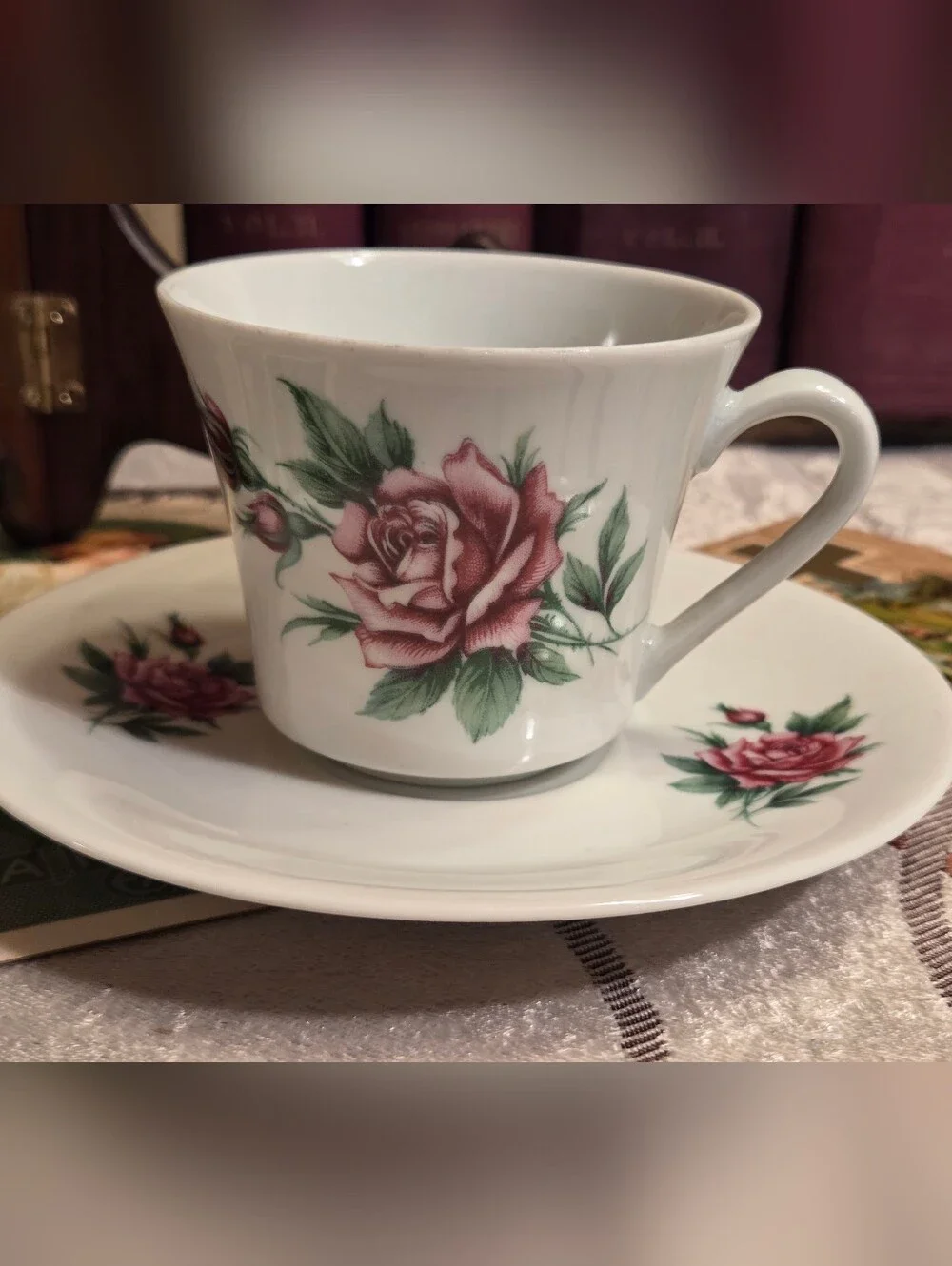 Vintage Mitterteich Bavaria Pink Flower Teacup Saucer Set